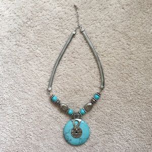 Beautiful Turquoise Silver Pendant Necklace